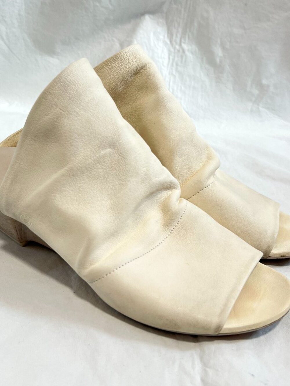 Marsell high heel sandals cream white leather IT 38 US 8 wedge heeled slip on